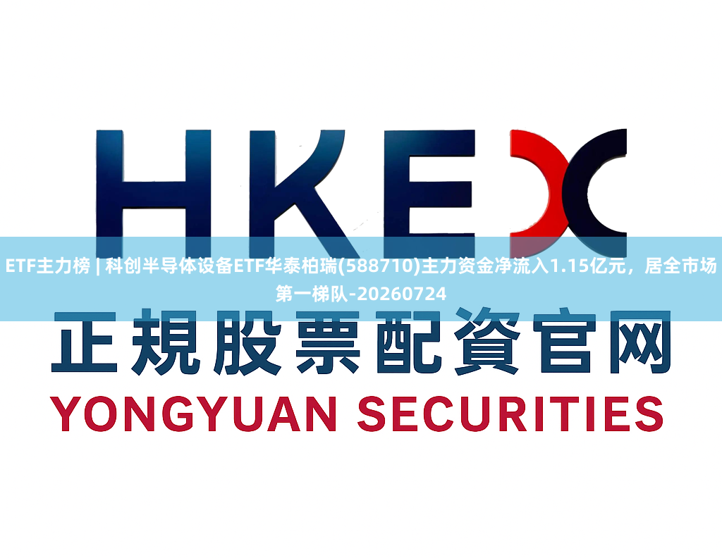 ETF主力榜 | 科创半导体设备ETF华泰柏瑞(588710)主力资金净流入1.15亿元，居全市场第一梯队-20260724