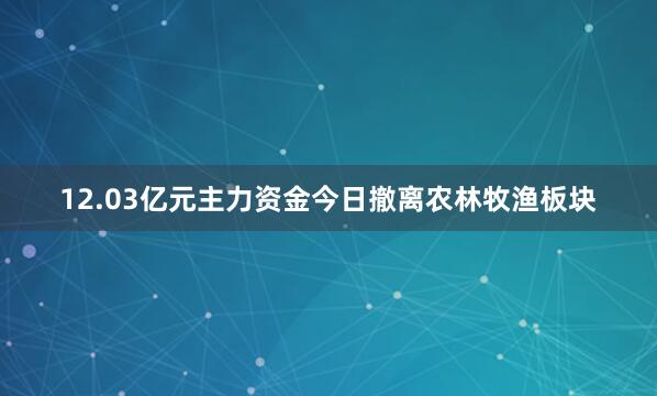 12.03亿元主力资金今日撤离农林牧渔板块
