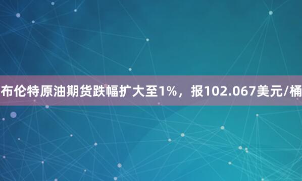 布伦特原油期货跌幅扩大至1%，报102.067美元/桶