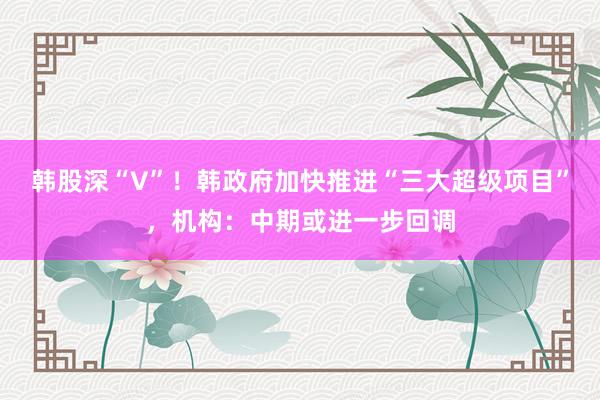 韩股深“V”！韩政府加快推进“三大超级项目”，机构：中期或进一步回调