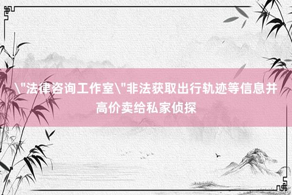 ＂法律咨询工作室＂非法获取出行轨迹等信息并高价卖给私家侦探