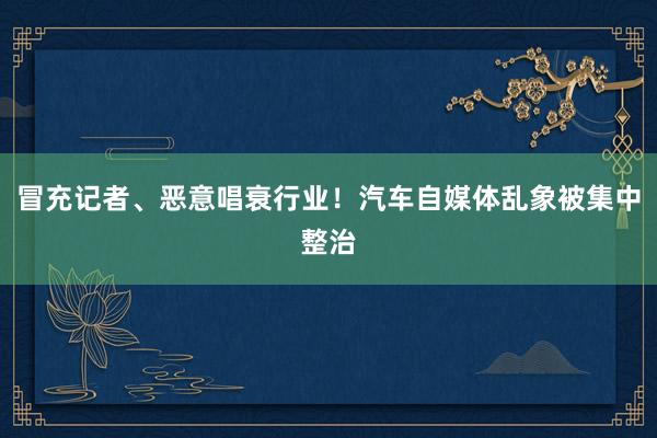 冒充记者、恶意唱衰行业！汽车自媒体乱象被集中整治