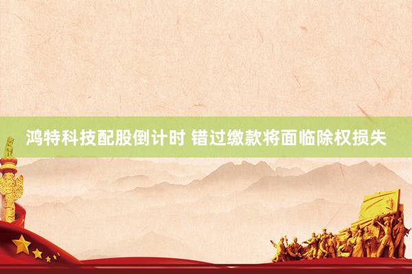 鸿特科技配股倒计时 错过缴款将面临除权损失