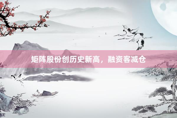 矩阵股份创历史新高，融资客减仓