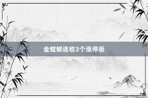 金螳螂连收3个涨停板