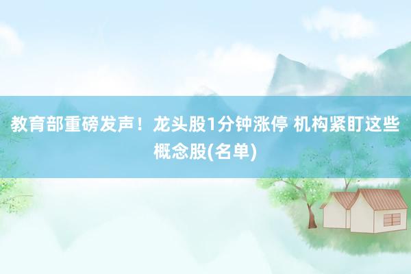 教育部重磅发声！龙头股1分钟涨停 机构紧盯这些概念股(名单)