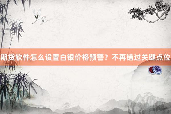 期货软件怎么设置白银价格预警？不再错过关键点位