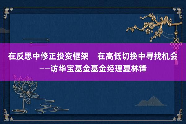 在反思中修正投资框架    在高低切换中寻找机会——访华宝基金基金经理夏林锋