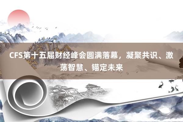 CFS第十五届财经峰会圆满落幕，凝聚共识、激荡智慧、锚定未来
