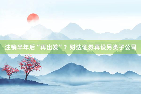 注销半年后“再出发”？财达证券再设另类子公司