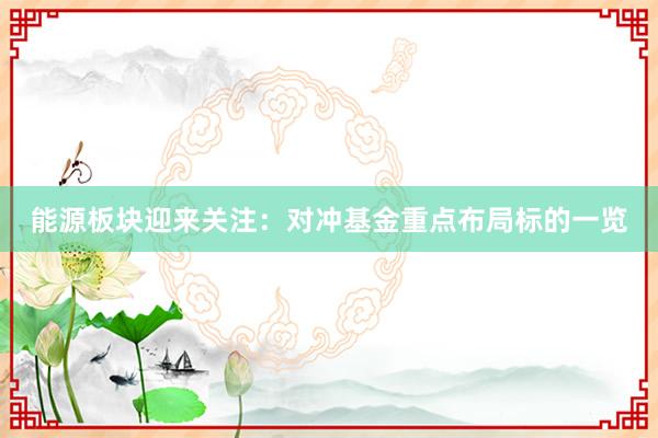 能源板块迎来关注：对冲基金重点布局标的一览