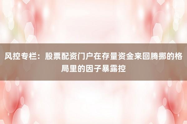 风控专栏：股票配资门户在存量资金来回腾挪的格局里的因子暴露控