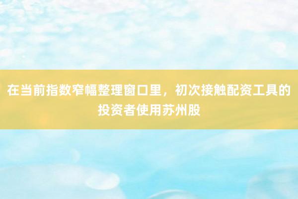 在当前指数窄幅整理窗口里，初次接触配资工具的投资者使用苏州股