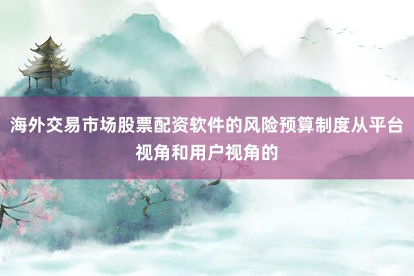 海外交易市场股票配资软件的风险预算制度从平台视角和用户视角的