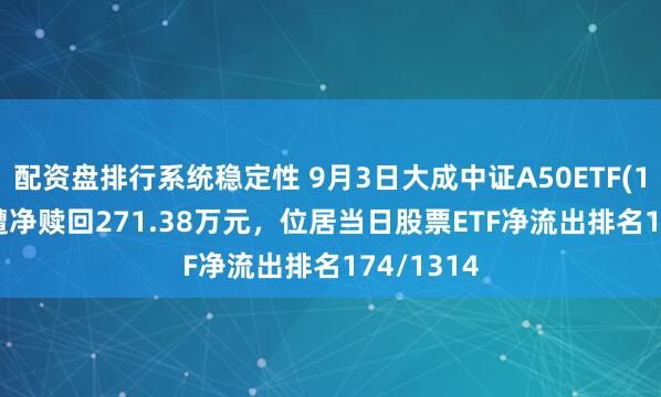 配资盘排行系统稳定性 9月3日大成中证A50ETF(159595)遭净赎回271.38万元，位居当日股票ETF净流出排名174/1314