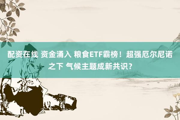 配资在线 资金涌入 粮食ETF霸榜！超强厄尔尼诺之下 气候主题成新共识？