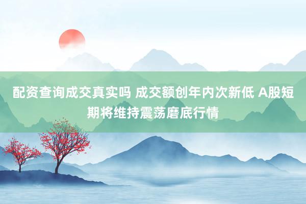 配资查询成交真实吗 成交额创年内次新低 A股短期将维持震荡磨底行情