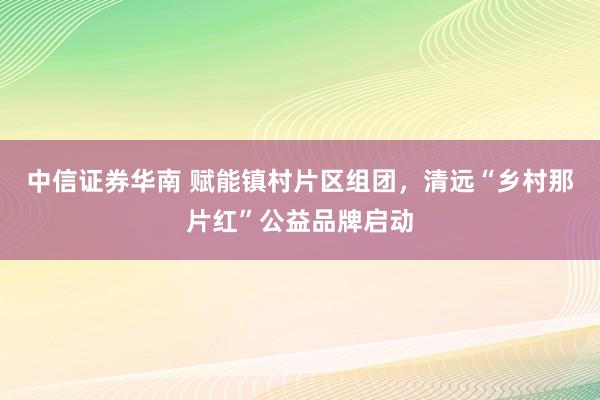 中信证券华南 赋能镇村片区组团，清远“乡村那片红”公益品牌启动