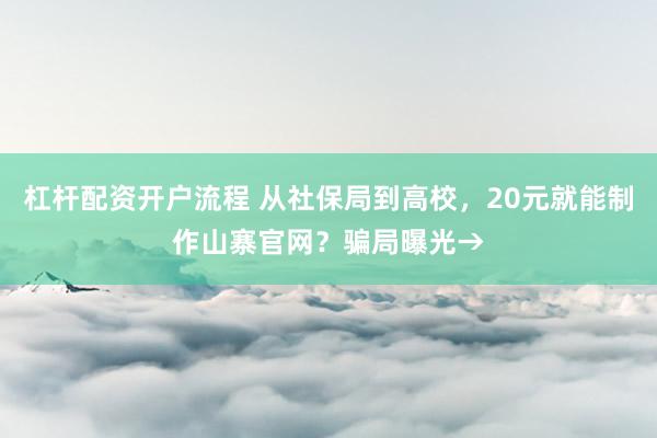 杠杆配资开户流程 从社保局到高校，20元就能制作山寨官网？骗局曝光→