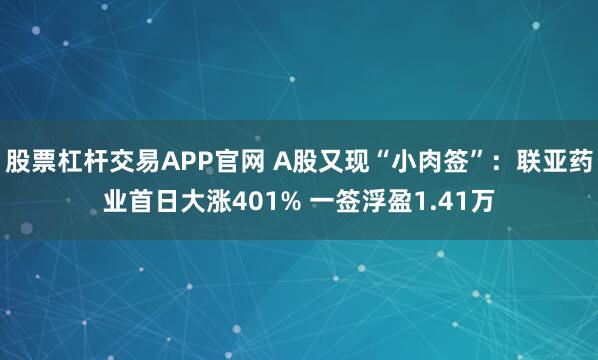 股票杠杆交易APP官网 A股又现“小肉签”：联亚药业首日大涨401% 一签浮盈1.41万