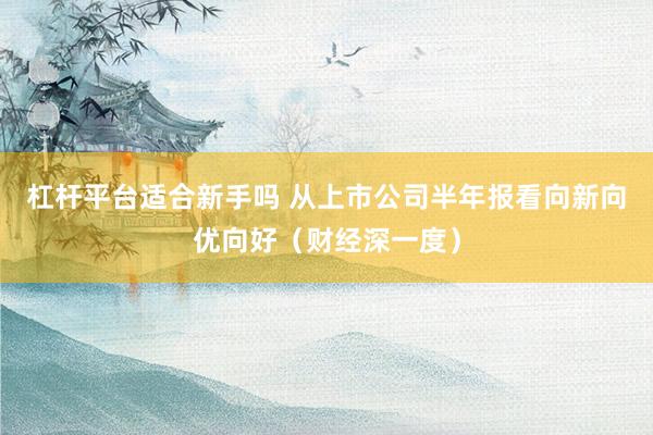 杠杆平台适合新手吗 从上市公司半年报看向新向优向好(财经深一度)